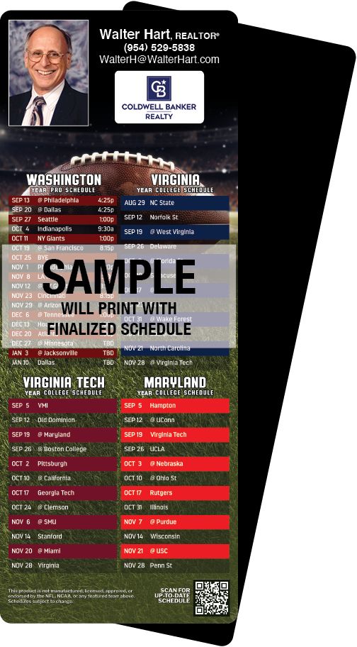 Football Schedules | ReaMark Real Estate Magnets